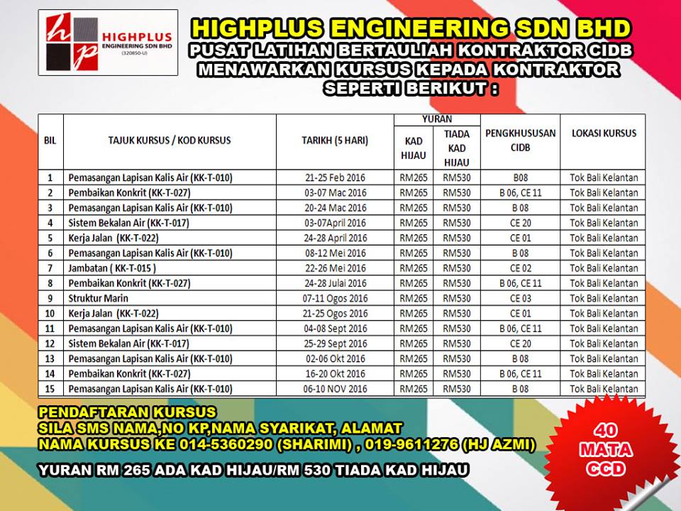 Highplus Engineering Sdn Bhd Pusat Latihan Bertauliah Kontraktor